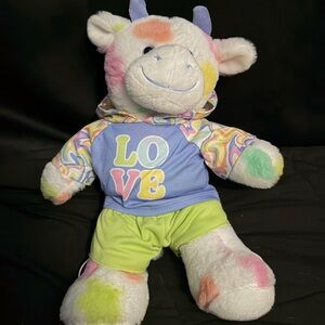 Build-A-Bear Multicolor Plush Cow with Love Hoodie